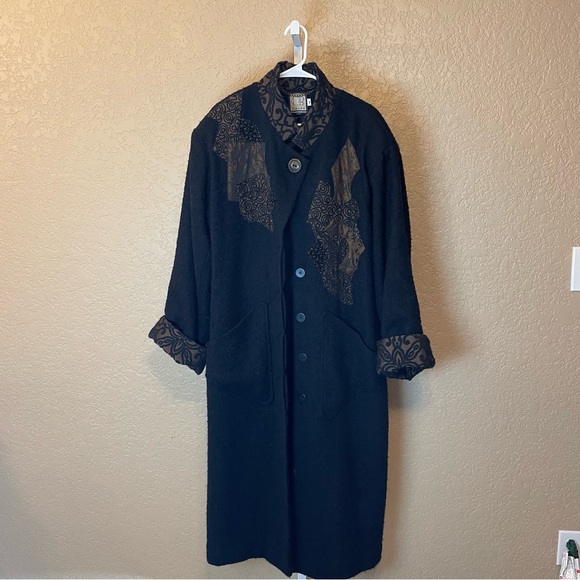 CB Wraps by Chadwicks Vintage Long Wool Wearable Art Maxi Coat Size M - Picture 2 of 16